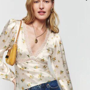 Reformation Caitlin Silk Top